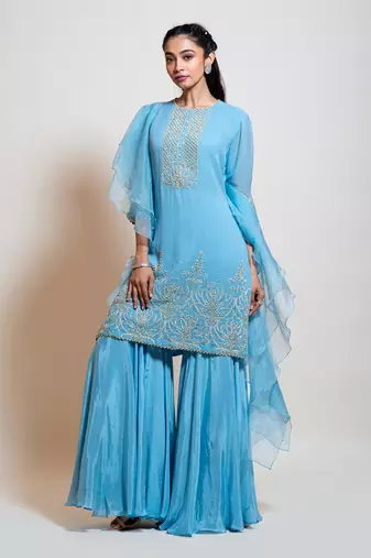 Light Blue Sharara Set.