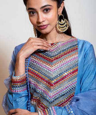 Greyish Blue Anarkali Set. 3
