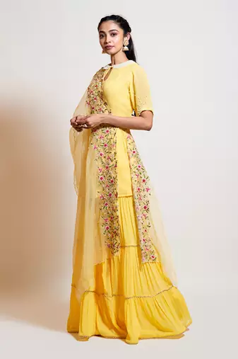 Lemon Yellow Sharara Set