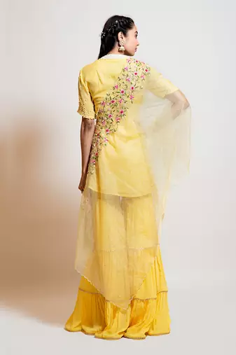 Lemon Yellow Sharara Set