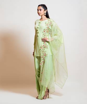 Lime Green Dhoti Pant Set 2