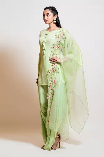 Lime Green Dhoti Pant Set