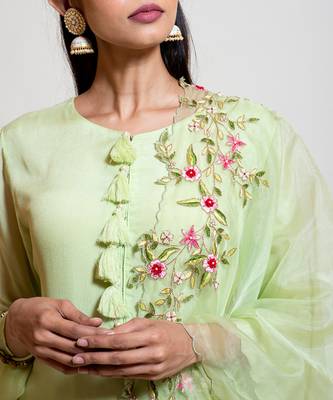 Lime Green Dhoti Pant Set 3