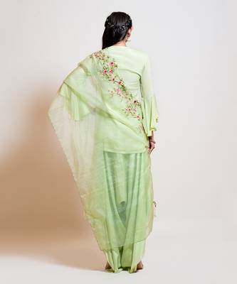 Lime Green Dhoti Pant Set 4