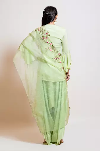 Lime Green Dhoti Pant Set