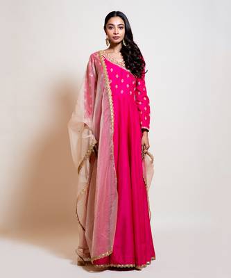 Hot Pink Anarkali With Dupatta 1