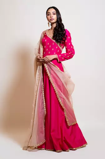 Hot Pink Anarkali With Dupatta