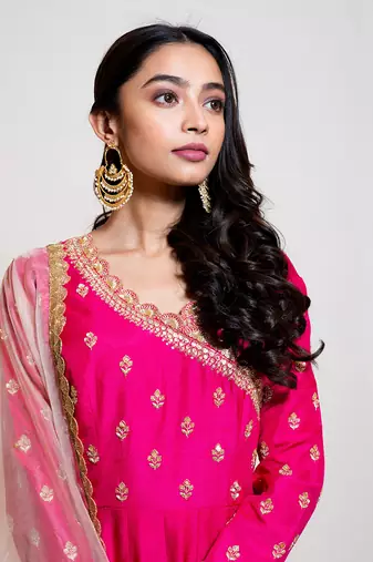 Hot Pink Anarkali With Dupatta