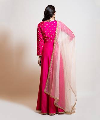Hot Pink Anarkali With Dupatta 4