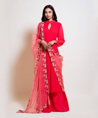 Coral Pallazo Kurta Set 1