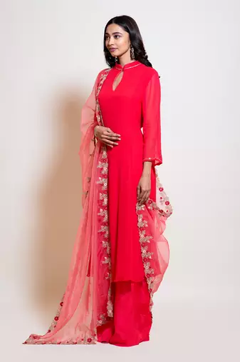 Coral Pallazo Kurta Set