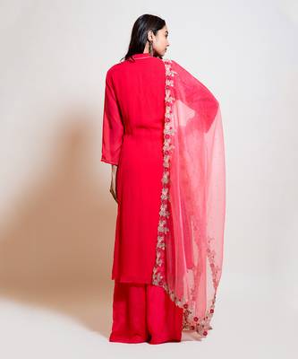 Coral Pallazo Kurta Set 4