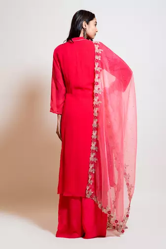 Coral Pallazo Kurta Set