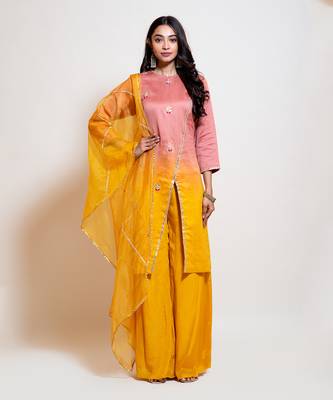 Peach Yellow Ombre Sharara Set 1