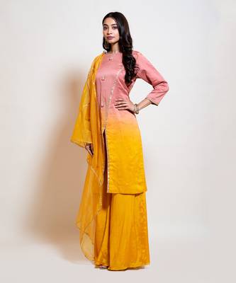 Peach Yellow Ombre Sharara Set 2