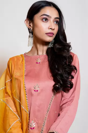 Peach Yellow Ombre Sharara Set