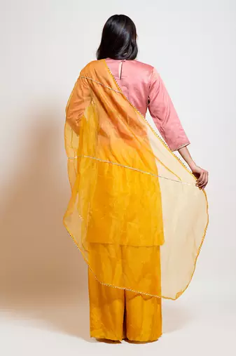 Peach Yellow Ombre Sharara Set