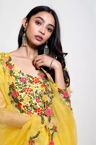 Light Yellow Kurta Flared Pant Set
