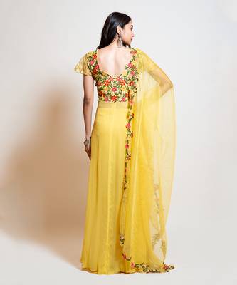 Light Yellow Kurta Flared Pant Set 4