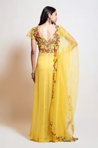 Light Yellow Kurta Flared Pant Set