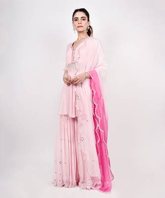 Baby Pink Peplum Top & Sharara 1