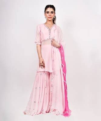 Baby Pink Peplum Top & Sharara 2