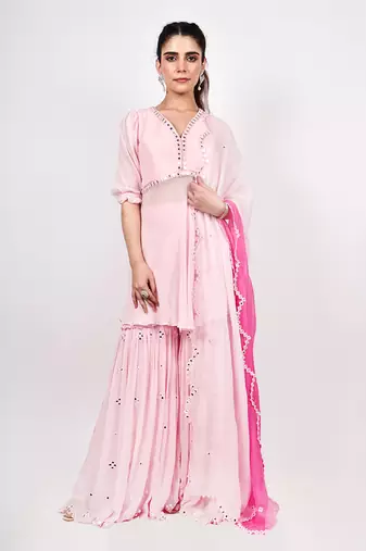 Baby Pink Peplum Top & Sharara