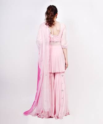 Baby Pink Peplum Top & Sharara 3