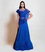 Electric Blue Cape Lehenga Set