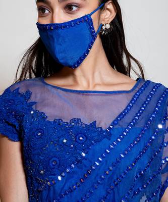 Electric Blue Cape Lehenga Set 3