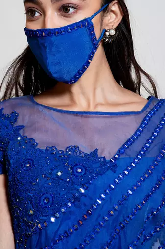 Electric Blue Cape Lehenga Set