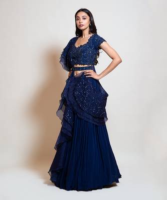 Navy Blue Lehenga Set 2