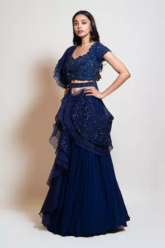 Navy Blue Lehenga Set