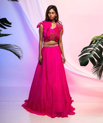 Fluid Fuscia Lehenga Set 1