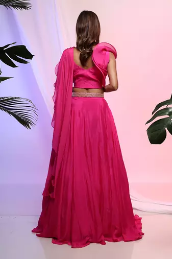Fluid Fuscia Lehenga Set