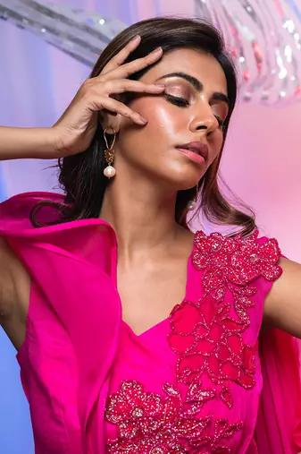 Fluid Fuscia Lehenga Set