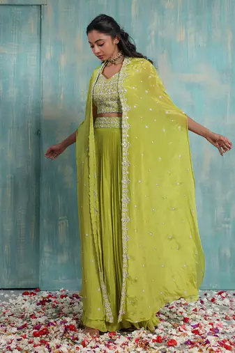 Parrot Green Lehenga Set