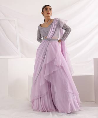 Lavender Shimmer Lehenga Set 1