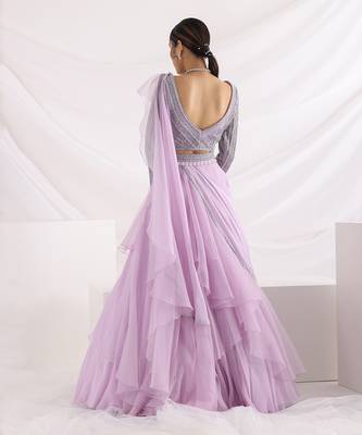 Lavender Shimmer Lehenga Set 4