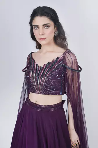 Plum Lehenga Set