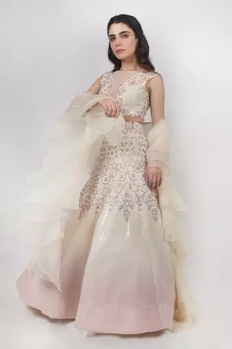 Ivory Ombre Sequence Lehenga