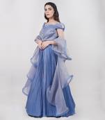 Blue Structured Blouse Lehenga Set