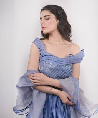 Blue Structured Blouse Lehenga Set 2