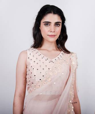 Baby Pink Draped Dupatta Lehenga Set 3