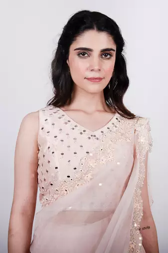 Baby Pink Draped Dupatta Lehenga Set