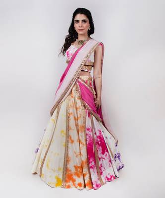 Multicolour Dye Technique Lehenga 1