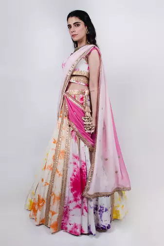 Multicolour Dye Technique Lehenga