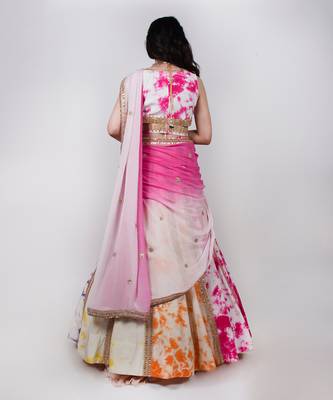 Multicolour Dye Technique Lehenga 4