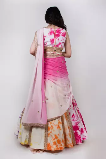 Multicolour Dye Technique Lehenga