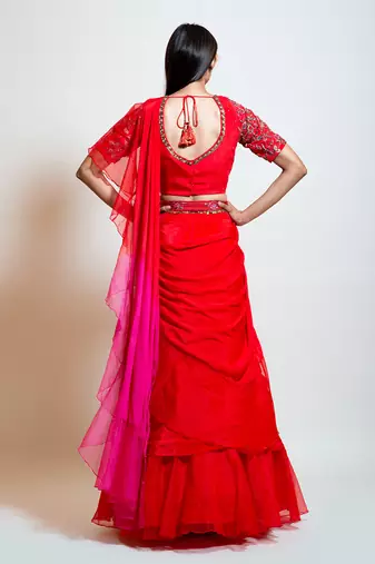 Scarlet Red Draped Saree